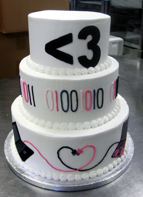 computer wedding cake